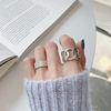 日韩戒指女个性阶梯简约戒指时尚镂空圈圈，开口戒指银指环