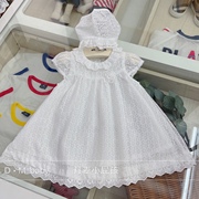 韩国23年夏款女宝童装白色，泡泡袖花朵，公主娃娃礼服连衣裙周岁百天