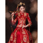红色结婚衣服冬季礼物秀禾服2022新娘，小个子中式婚纱礼服结婚