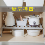 免打孔家用调味料收纳架塑料调料架可伸缩厨房置物架厨房用品架子