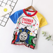 夏季男孩托马斯套装童装儿童体恤衫纯棉透气卡通半袖衫T恤