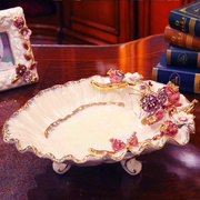 欧L式家用果盘陶瓷客厅装饰品摆件创意大号水果盘乔迁新居结婚礼