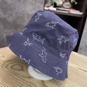 外贸出口中大童1-10岁春夏遮阳帽，双面带鲨鱼图案欧美风防晒大沿