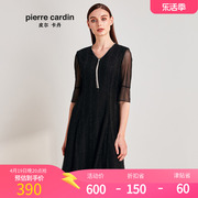 皮尔卡丹女装2020夏季黑色，喇叭袖连衣裙，淑女裙p0233ds28b0