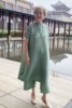 中老年气质妈妈褶皱套装中国风，洋气减龄旗袍连衣裙优雅裤子两件套
