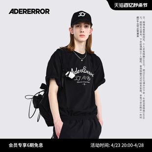ADERERROR 23SS春夏男女潮流时尚混合刺绣印画半袖T恤