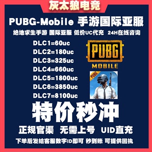 ID直充绝地求生刺激战场国际亚服代充pubguc吃鸡游戏充值