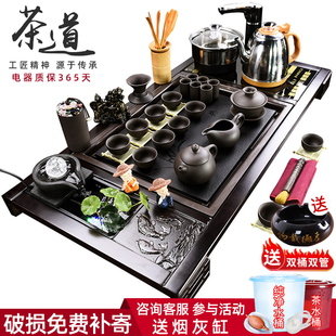 紫砂功夫茶具套装家用商用电磁炉茶盘青花，白瓷一体全自动烧水电器