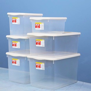 日本天马透明收纳箱家用衣服整理箱塑料盒有盖衣物玩具零食储物箱