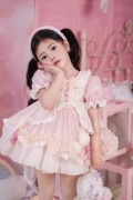 粗腿女童洛丽塔短袖连衣裙粉色爱的丘比特公主裙蓬蓬裙生日礼服