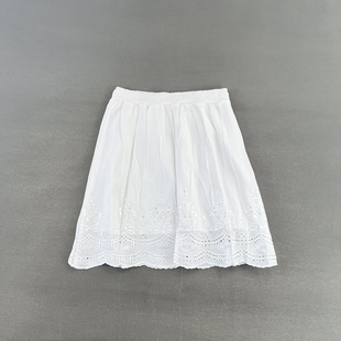 原澳洲单夏季时尚刺绣，镂空高腰显瘦薄人棉a字半身裙白色中裙女