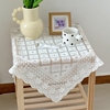 ins风白色蕾丝格子桌布 复古田园风餐桌茶几沙发床头柜盖布长方形