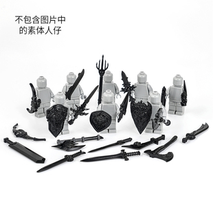 中国积木月光骑士飞镖第三方魔兽世界武器包原创拼插积木人仔玩具