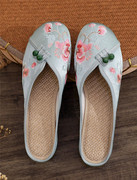 夏季中国风汉元素复古丝光缎面旗袍古装鞋汉服鞋女单鞋女拖鞋