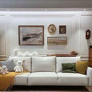法式装饰画客厅沙发背景墙，挂画复古大气，莫奈油画风景组合美式轻奢