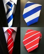 条纹领带男士西装商务，领带斜纹红白，蓝白紫色大红礼服领带8cm常规