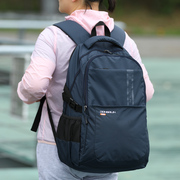 欧美时尚暗格纹尼龙双肩背包商务电脑大容量休闲旅行男士纯色书包