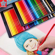 樱花水溶性彩铅笔画画专用24色36色48色72色初学者，绘画油性彩色铅笔套装美术，生画笔画画手绘涂色小学生彩铅笔