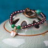 燕支吾西酒红石榴石原创设计手串简约个性珍珠绿玛瑙石手链女