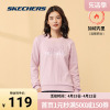 skechers斯凯奇奥莱春季女子印花可爱圆领加绒针织套头卫衣