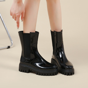 香港厚底中筒雨靴2023秋冬季防滑耐磨胶鞋女外穿户外防水雨鞋