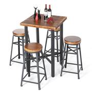 定制美式简约实木方桌方形吧台桌椅咖啡厅酒吧休闲桌正方形高脚桌