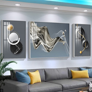 轻奢大气客厅装饰画三联抽象挂画简约沙发，背景墙装饰壁画电视墙画