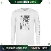 香港直邮CALVIN KLEIN 男士白色棉质徽标印花圆领长袖T恤 40IC847