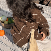 女童毛衣冬季儿童针织衫圆领套头加厚美拉德中大童条纹打底上衣潮