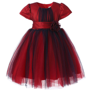 hanakimi英国生日礼物女童红色蓬蓬裙，花童礼服小公主裙子演出服