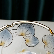 创意欧式轻奢描金水晶玻璃果盘套装家用客厅大号水果盘果盆托