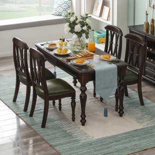 美式纯全实木餐桌椅组合饭桌子轻奢欧式餐厅家用长方形餐台小户型