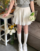 白色蕾丝花边蛋糕裙女装，高腰半身裙2024夏季小个子a字裙短裙