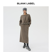 BLANK LABEL 极简高级加厚骨感拼缝卫衣高腰半身裙秋冬长款直筒裙