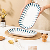 日式鱼盘家用大号蒸鱼盘子陶瓷长方形餐具碟子创意和风菜盘水果盘