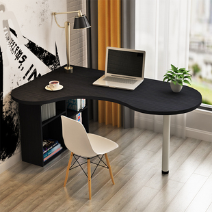 简易书桌小户型家用电脑桌简约转角台式弧形书桌柜组合卧室写字台