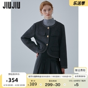 jiujiu法式高级感明线设计澳洲超细羊毛短外套女冬季双面呢上衣