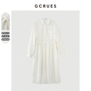 gcrues法式白色连衣裙显瘦春装2024年衬衫裙中长款裙子女夏季