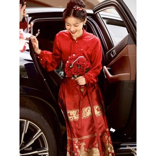 新中式马面裙订婚服红色结婚礼服伴娘服婚礼喜敬酒服新娘套装