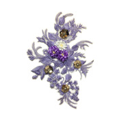 缝在衣服上的蕾丝立体粘花刺绣diy紫色，牡丹花布贴花补丁贴