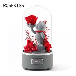 rosekiss永生花红玫瑰小熊情人节，礼盒新年送女生朋友生日礼物表白