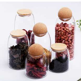 玻璃瓶子圆球密封罐咖啡豆收纳盒软木塞茶叶罐厨房杂粮储物罐密