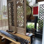 中式做旧屏风客厅实木隔断装饰可折叠移动仿古花格屏风办公室玄关