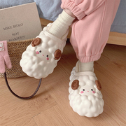 网红可爱立体小羊亲子鞋冬季外穿居家保暖加绒防水包跟棉鞋女