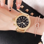 玛莎莉士手表钢带大表盘个性时装潮流女时尚石英玫瑰日历国产腕表