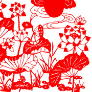 纯手工剪纸画装饰画中国风荷，塘花镂空刻纸成品，幼儿园传统创意窗花