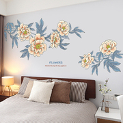 温馨客厅卧室床头复古装饰品，贴花墙贴纸大型沙发，背景自粘花卉贴画