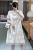新中式国风改良旗袍别致独特高级感绝美白色印花连衣裙子女夏