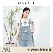 DAZZLE地素奥莱哆啦A梦系列套头短袖蓝色薄针织衫女2D2E3156B