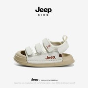 jeep男童包头凉鞋夏季镂空运动鞋2024女童防滑软底儿童沙滩鞋